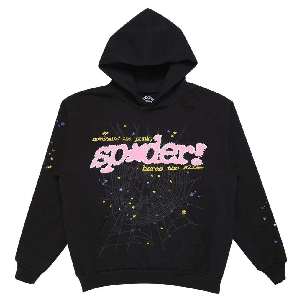 Sweat à capuche "Sp5der" noir/rose
