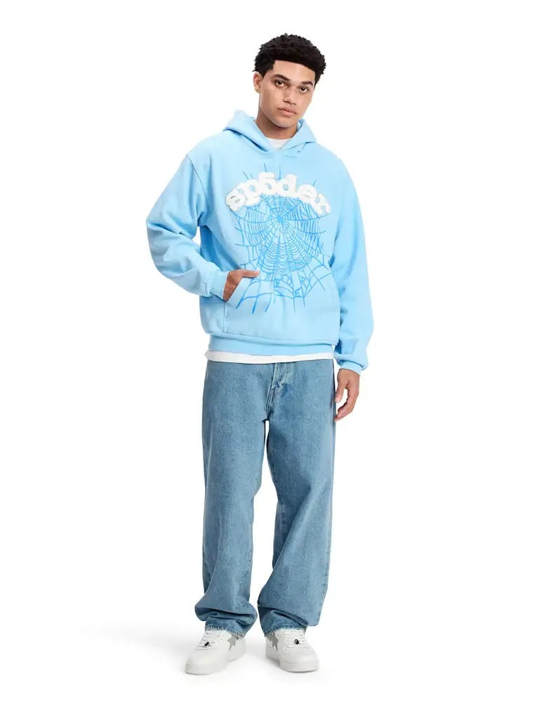 Sweat à capuche "Sp5der" bleu clair