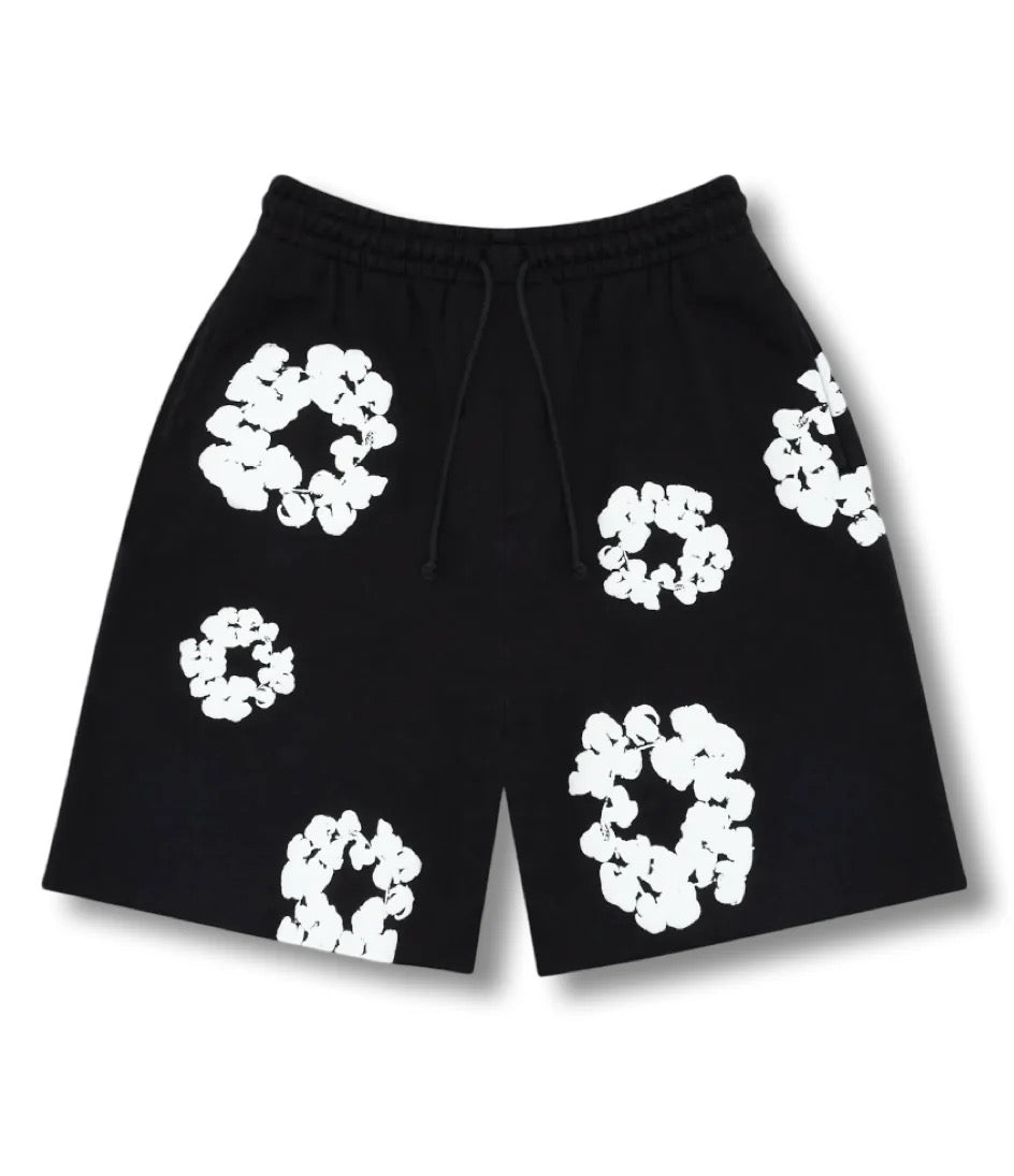 Shorts "Fleur" noirs