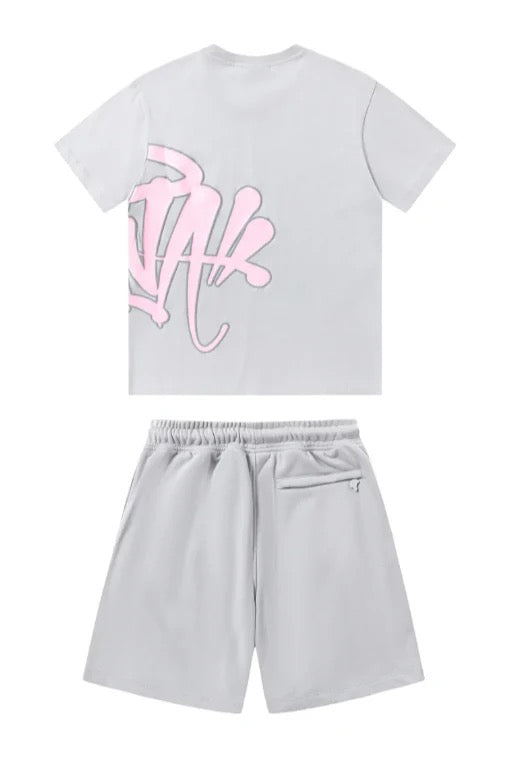 Ensemble court "Graffiti" gris/rose