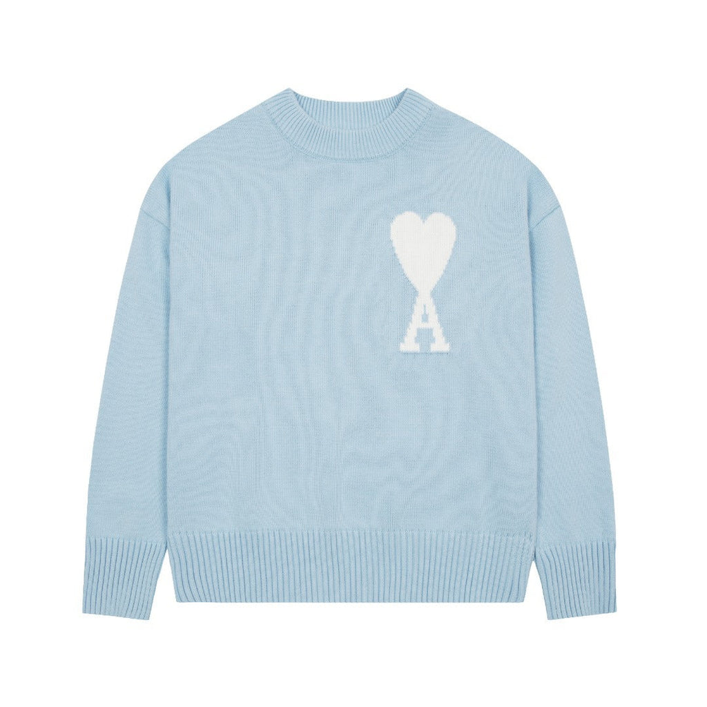 « Cœur » – Pull bleu clair bébé
